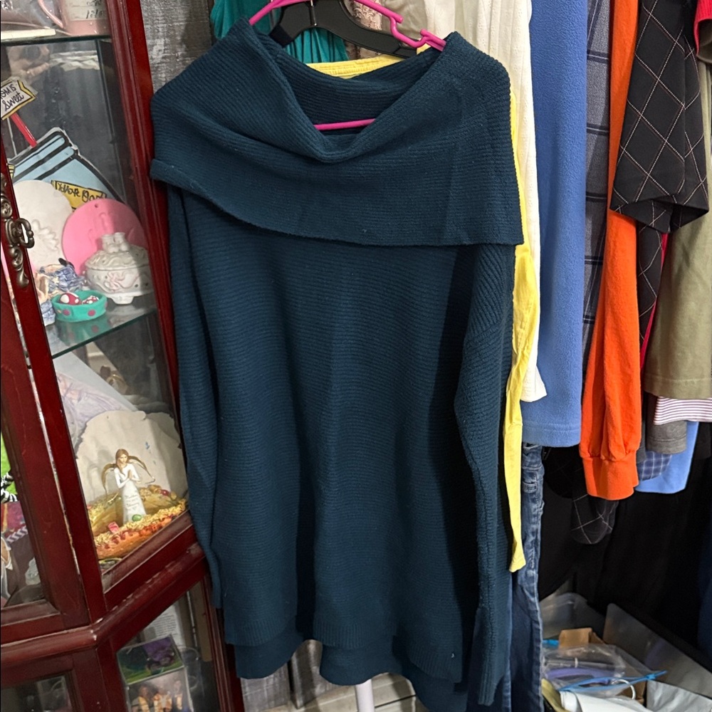 LOFT Deep Teal Cowl Neck Sweater